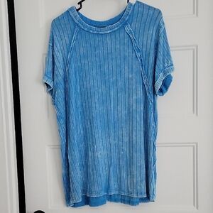 Zenana Outfitters Sky Blue Striped Tee